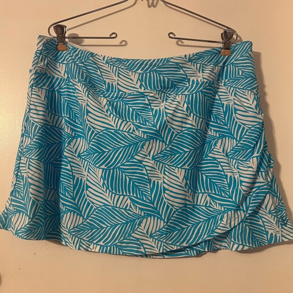 Coolibar Women's Big Wave Swim Beach Skort in Blue Paradise Palm Sz XL UPF 50 - Picture 2 of 15